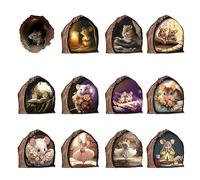 Hailerio 12 Mouse Wall Art Sticker Waterproof Reading Mouse Wall Art Sticker Funny Mice Skirting Board Wall Art Sticker for Boys Bedroom Mice Wall Stick Stickers Mice Wall Art