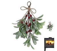 Hailerio Artificial Mistletoe Picks, 9.1in Realistic Mistletoe Pick Hanging Ornament With Red Berries Christmas Faux Evergreen Sprigs Christmas Decoration For Wreaths Garlands Window Party Decor