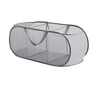 Hailerio Mesh Laundry Hamper - Foldable Clothes Hamper with Dividers and Compartment | Space Saving Dirty Clothes Basket, Portable Storage Container for College Dorm Bedroom Laundry Room