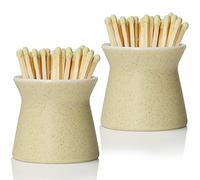 Haillai 2 Pack Match Holder with 6 Pcs Strikers, Handmade Ceramic Box for All Matches, Cute Home Decor Jar with Striker for Candle, Fireplace, Parlor. Off White - (Sold Without Matches)