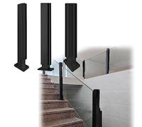 HAILM 105cm/85cm Glass Balustrade Posts, for 10-12mm Toughened Glass, Three Options Have Corner Post/End Post/Mid Post, Black Glass Railing Post,Mid post 1050mm/41 inch