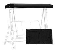 HAILM Replacement Canopy for Swing Seat, Outdoor Patio Swing Canopy Replacement Top Cover, Waterproof Oxford Cloth Canopy Replacement Cover for 2/3-Seater-Swing Chair,Black,195x125x15cm