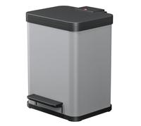 Hailo 0619-220 "Oeko uno Plus M Pedal Bin, Sheet Steel Silver, 17 Litre