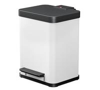 Hailo 0622-230 "Oeko duo Plus M Pedal Waste Separator, Sheet Steel White, 2 x 9 Litre