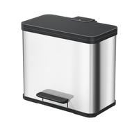 Hailo 0633-200 "Oeko trio Plus L Pedal Waste Separator, Stainless Steel, 3 x 9 Litre