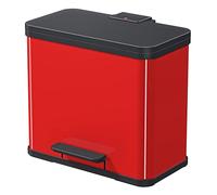 Hailo 0633-240 "Oeko trio Plus L Pedal Waste Separator, Sheet Steel Red, 3 x 9 Litre