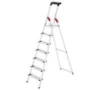 Hailo 8040-707 XXL safety ladder, 7 steps, multifunction tray, 130 mm deep steps, made in Germany
