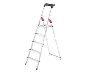 Hailo 8160-507 L60 safety ladder, 5 steps, multifunction tray, hinge protection, made in Germany