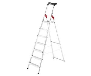 Hailo 8160-707 L60 Safety Ladder, 7 Steps, Multifunction Tray, Hinge Protection, Made in Germany
