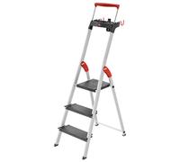 Hailo L100 Topline Aluminium Deep Safety Stepladder - 3 Tread, Black