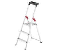 Hailo L60 Aluminium Step Ladder - 3 Tread, Silver
