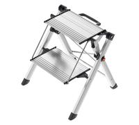 Hailo Mk80 Comfortline Aluminium Comfort Folding Step - 2 Step, Silver