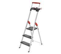 Hailo TopLine L100 8050-307 Aluminium Safety Stepladder with Multifunctional Shell, Safety Holder, Platform Lock and 130 mm Extra-Deep Steps, Black, 8050-307