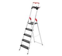 Hailo Step Ladder L100 TopLine 8050-507 – Aluminium, 5-step, 130 mm extra-deep steps, Platform Lock