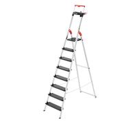 Hailo TopLine L100 8050-307 Aluminium Safety Stepladder with Multifunctional Shell, Safety Holder, Platform Lock and 130 mm Extra-Deep Steps, Black, 8050-807