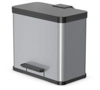 Hailo 0633-220 "Oeko trio Plus L" Pedal Waste Separator, Sheet Steel Silver, 3 x 9 Litre,Multicolour