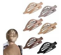 Hailoyearn Flat Hair Clips, Suerteyay Hair Clips, Shopellox Casual Versatile Solid Colour Lay Flat Hairclip, 4/6 PC Chinese Curved Oval Clip Simple Large Hairpin Duckbill Clip (6pc A)