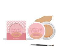 Hailoyearn Under Eye Brightener, Brightening Cream Concealer with Brush, Tired Skin Color Correcting Brightener & Primer, Full Coverage Makeup, Conceal & Brighten Dark Circles (Dark Skin)