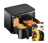 HAIMEEC Dual Zone Digital Air Fryer Pro Max, 2 Drawers, 11L, 8-in-1, Quiet<60dB for Family Cooking, Max Crisp, Roast, Bake, Reheat, Dehydrate