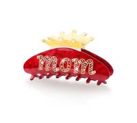 HAIMEIKANG Rhinestone Hair Claw Clips for Women and Mom - Acrylic Mom Pattern Claw for Girls，Large Size Hair Clip for Thick Thin Hair，Gifts for Mom 1PCS（Red-Mom）
