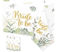Haimimall Bridal Shower Decorations Sage Green Bride to Be Tablecloths Floral Bridal Shower Plastic Table Cloth Bride to Be Disposable Table Cover Large Size 54 x 108 Inch Rectangular Tablecloths