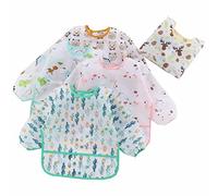 HaimoBurg 5 Pcs Long Sleeved Baby Toddler Bibs Waterproof Sleeved Bib 3-24 Months