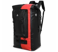 Haimont Large Dry Backpack IPX7 Waterproof Roll Top Large Dry Bag or Men Kayaking, Surfing, Fishing, Rafting, 100L, Black/Red