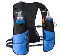 Haimont Running Trailing Hydration Vest for Men Women, 5L Lightweight Adjustable Hydration Pack with 2 TPU Soft Flasks, Blue, M