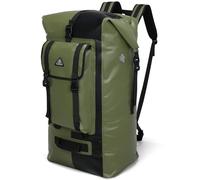 Haimont Waterproof Dry Backpack IPX7 Roll-top Dry Large Marine Dry Bag for Men Kayaking Rafting, 100L, Army Green/Black