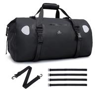 Haimont Waterproof Duffle Bag Roll Top Dry Duffel Bags with Tie Down Straps for Motorbike, Boating,Kayaking, SUP, Travelling, Black, 50L