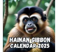 Hainan Gibbon 2025 Calendar: 12 Months of Aye-Aye from Jan 2025 to Dec 2025, Square 8.5 x 8.5 Inches Gift For Organizing & Planning