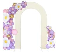 HAINARverS 7.2FT Wedding Open Arch Cover Spandex Fitted Stretchy Arch Stand Covers,U-Shaped 2-Sided Chiara Backdrop Cover for Party Birthday Ceremony Baby Shower Banquet Arch Decoration(Beige)