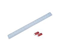 Hainenko Clear Plastic Ruler 50cm And Eraser Set, Shatter Resistant Ruler, 2 pcs Latex-Free Eraser Rubber