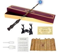 HAINLOGWANG Dumbledore Wand with Light, 38 cm USB Charging Wand Dumbledore with Holder, Spell Card, Station Ticket, Map, Wand for Halloween, Carnival, Cosplay, Decoration