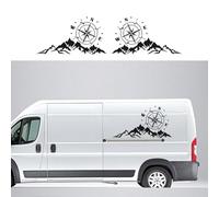 HAIORD Mountain Compass Sticker Decal for Car Hood Car Compass Graphic Sticker for SUV Off-Road Vehicle Body Side Door Trunk Universal Waterproof Vinyl Car Sticker 22''x11.8''in（2PCS) (Style B Black)