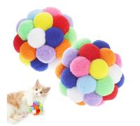 HaiPal 9PCS Cat Toy Balls, 1,75'' Soft Pom Pom Balls for Kittens, Colorful Soft Fuzzy Balls Built-in Bell for Cats, Interactive Playing Chewing Toys for Indoor Cats and Kittens, Cute Kitten Kitty Toys