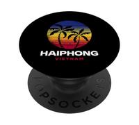 Haiphong Vietnam Beach Palm Tree Retro 80s Style PopSockets Adhesive PopGrip