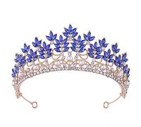 Hair Accessories for Women Baroque Fashion Green Red Blue Pink White Crystal Tiara Crown Headband Bridal Diadem Crown Wedding Blue