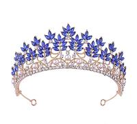 Hair Accessories for Women Baroque Fashion Green Red Blue Pink White Crystal Tiara Crown Headband Bridal Diadem Crown Wedding Blue