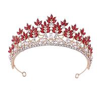 Hair Accessories for Women Baroque Fashion Green Red Blue Pink White Crystal Tiara Crown Headband Bridal Diadem Crown Wedding Red