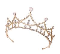 Hair Accessories for Women Fashion Luxury Crystal Ab Bridal Crown Tiaras Light Gold Diadem Tiaras for Women Bride Wedding H (Gold S) (K Small)