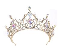 Hair Accessories for Women Retro Baroque Round Gold Crystal Tiara Crowns Diadem for Girl Queen Bride Bridal Wedding Headpieces