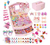 Hair Accessories Including Jewelry Box, Clips, Barrettes, Ties, Bows - Gift for Teen Girls Age 3-12