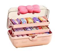 Hair Accessories Organiser Box - Girls Hair Clip Storage Boxes, Dustproof Organiser with Handle for Hair Accessories, Makeup, Art Supplies, Nails and Sewing Accessories, 27.5 x 14.5 x 15 cm
