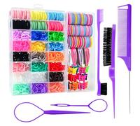 Hair Accessories Organizer for Girls & Toddlers - Colorful Rubber Small Rubber Bands for Hair, Elastic Hair Bands, Clips & Topsy Tail Tools