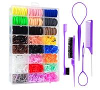 Hair Accessories Organizer for Girls & Toddlers - Colorful Small Rubber Bands for Hair,Topsy Tail Hair Tools Elastic Hair Ties Set