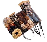 Hair Accessories Set for Women, Ponytail Holders, Hair Scrunchies, Hairbands, Scrunchy Hair Ties, Hair Styling Tool Set (1163PCS(brown)