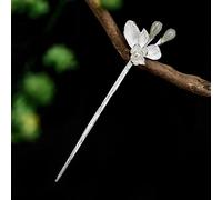 Hair Accessories,Vintage Hair Sticks Pearl Hairpin, S925 Silver Chinese Hair Chopsticks, Ornate Magnolia Jade Hair Sticks for Buns, Rose Flower Hair Bun Accessories for Bride Women Girl, Silver