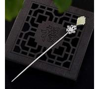 Hair Accessories,Vintage Hairpin Hair Sticks, 925 Silver Chinese Hair Sticks for Women Long Hair Distressed Magnolia Flower Hetian Jade Hair Chopsticks Hair Accessories for Party Dialy Life