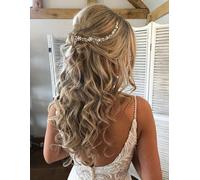 Hair Accessories Wedding, Boho Bridal Hair Accessories Hair Band Hair Wire Headband Women, Vintage Headpiece Bride, Bridal Jewellery Hair, Communion Hair Accessories with Leaves and Crystal for Women,